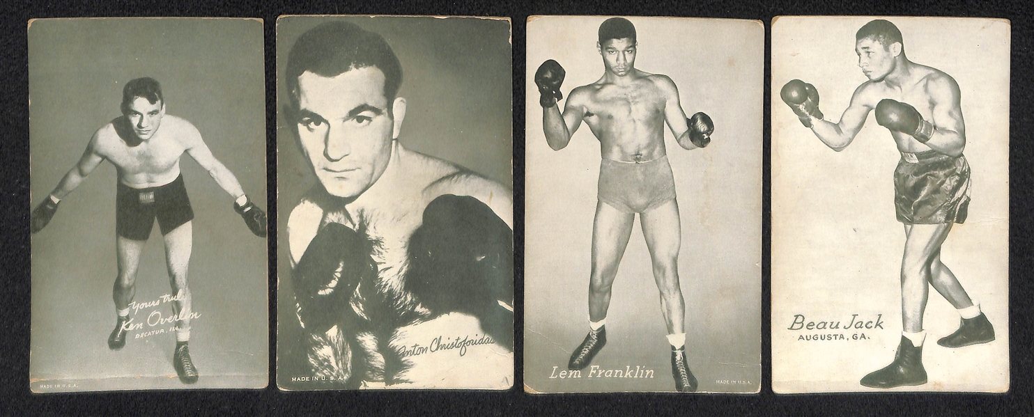 Lot of 38 Boxing Exhibit Cards from 1940s/50s w. Joe Louis